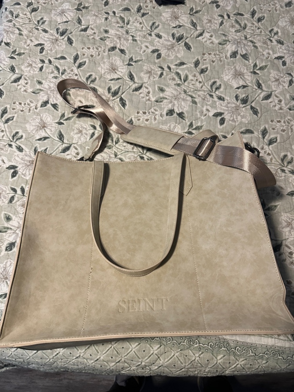SEINT Beige Tote with Detachable Webbing Crossbody Strap